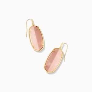 Kendra Scott Elle Gold Intarsia Drop Earrings in Pink Intarsia